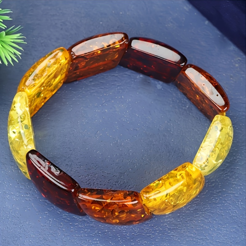 Amber Bracelet Multi-Treasure Hand Row, Unique Design